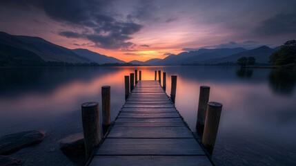 Obraz premium Serene Sunset over Lake District