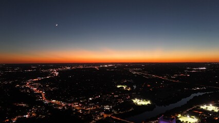 amazing aerial sunset view