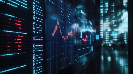 Digital Screen With Stock Market Data