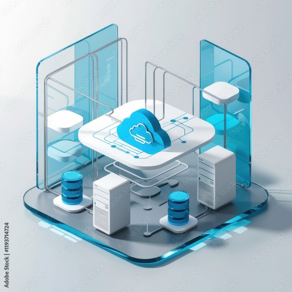 Poster cloud computing and infrastructure as a service (iaas) illustration