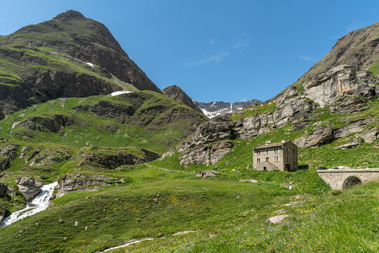 Alpine landscape in French Alps during summer season near Col de l'Iseran, Savoie department