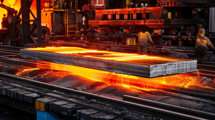 Steel components for construction and machinery are forged in a high-heat plant. Workers craft precise tools from molten metal, ensuring durability and quality.