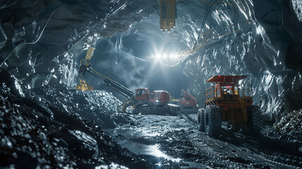 Inside a deep cave, a mining team positions explosives with precision, calculating timing and placement to safely break rock without harming the surrounding environment.