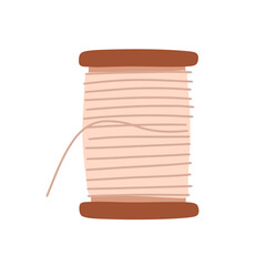 Cartoon spool of thread for needlework, sewing. Vector hand draw illustration.
