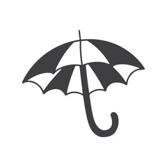 Black and white wet seasonal umbrella in doodle style. Vector icon.