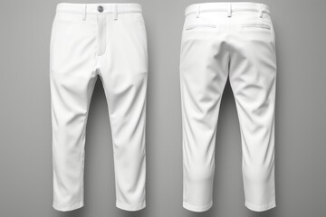 Isolated White Pant Mockup for Apparel and Fashion Design. Front View of Breathable and Versatile Blank Breeches for Casual Attire Presentation