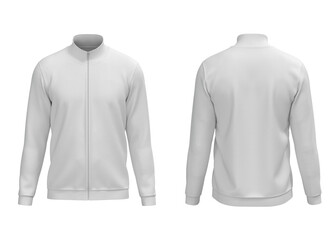 White basic turtleneck zipper front and back view for mockup