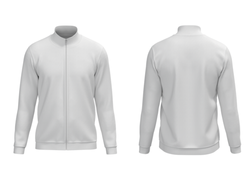 White basic turtleneck zipper front and back view for mockup
