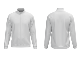 White basic turtleneck zipper raglan sleeve front and back view for mockup
