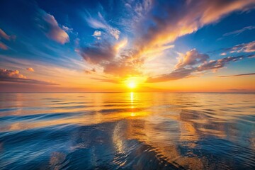 Fototapeta premium Serene Sunset Seascape: Minimalist Ocean View at Golden Hour