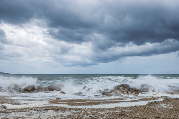 Stormy Sea - Powerful Ocean Waves and Dark Clouds 