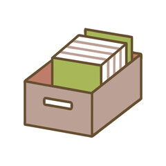 File Box Icon with documents organized in a drawer