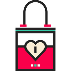 Colorful Valentine's Day Love Heart Theme Flat Solid Linear Vector Icon Graphic Symbol