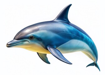 Obraz premium Side Profile Porpoise Swimming, Isolated White Background - High-Resolution Stock Photo