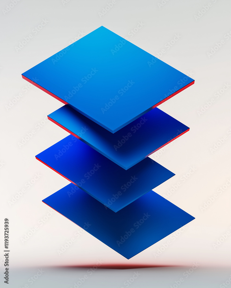 Poster layers of abstract blue graphics forming a modern design with depth and smooth style