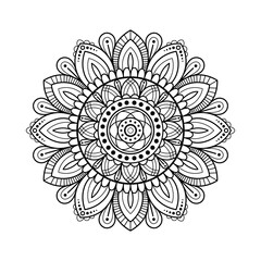 Black and white mandala vector illustration. Can be used for tattoo, stickers, posters, banners. 