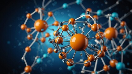 3D illustration showing vibrant science atoms background, featuring molecular structures, dynamic atom models, interconnected particles, electron orbits, scientific representation, high-tech visualiza