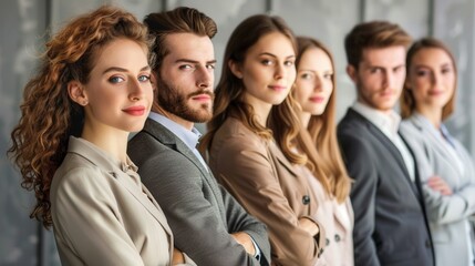 Fototapeta premium A Diverse Group of Young Adults Dressed in Casual Attire, Radiating Confidence and Unity