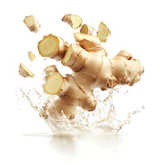 Fototapeta premium ginger with water splash