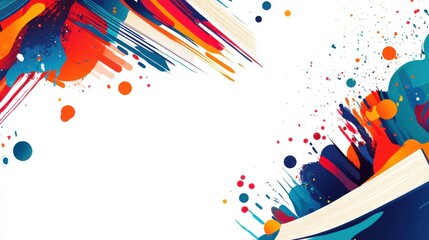 Naklejka premium Vibrant Abstract Splash of Colors with Paint Strokes and Dots on a White Background Ideal for Creative Projects and Artistic Designs