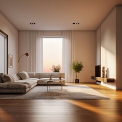 Cozy modern living room with natural light and elegant decor details
