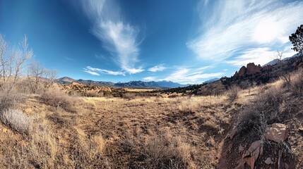 Panoramic View of a Mountainous Landscape in Autumn