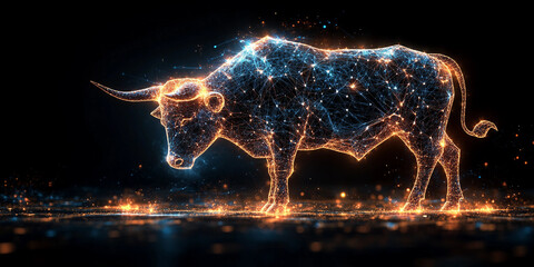 bull on a black background, ai bull on a fire, bull in the field, bull on the farm