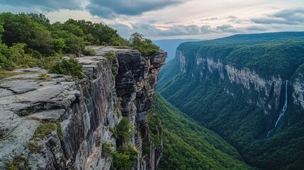 Panoramic View of a Deep Canyon Landscape