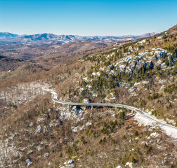 Blue Ridge Parkway with winter snow - Linn Cove Viaduct