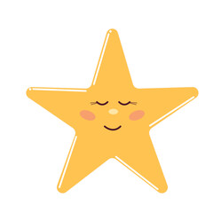 Cute Smiling Yellow Bright Star Face Icon. Magic Star Ray Shape Decoration. Baby Nursery Wallpaper or Poster Decor. 