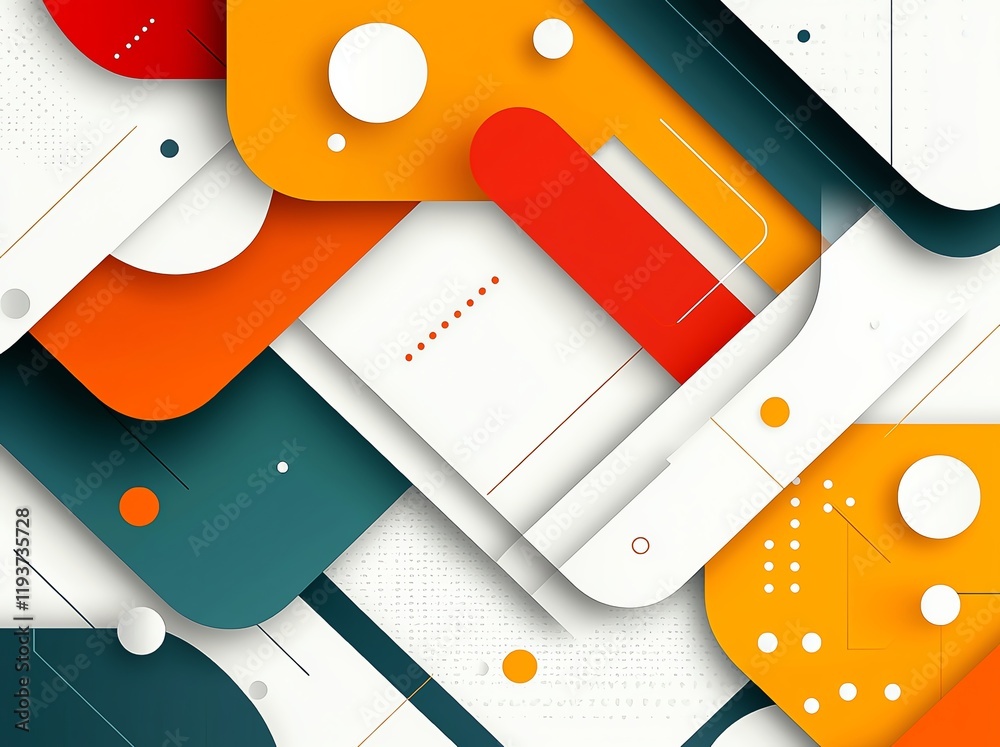 Poster this vibrant abstract background features overlapping geometric shapes in bold colors, creating a mo