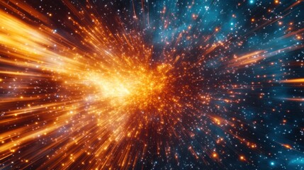 Explosive cosmic starburst with vibrant bursts of light and energy in vast universe
