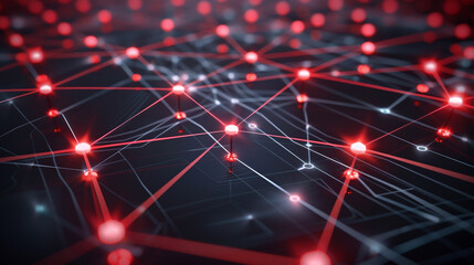 A sleek tech-inspired background with intersecting lines in Mocha Mousse and deep black, highlighted with glowing Scarlet red nodes for a futuristic look