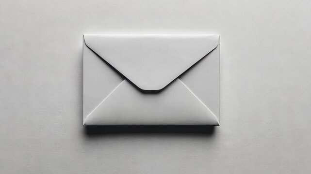 White envelope resting on a smooth surface creating a minimalist aesthetic with subtle shadows highlighting its edges