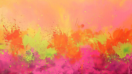 Fototapeta premium A vibrant festival-themed background with splashes of Tangerine, flamingo pink, and Chartreuse powders, capturing the energy of celebration and joy