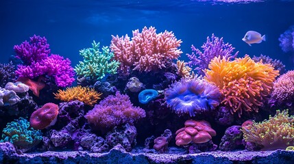 Obraz premium Vibrant coral reef teeming with aquatic life in a clear ocean