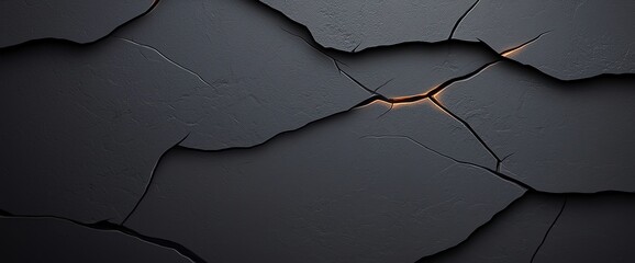 A close-up view of a textured black surface with intricate cracks