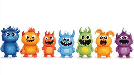 Obraz premium Set of cute cartoon monsters. illustration isolated on white background