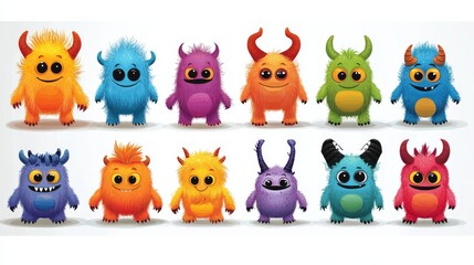 Naklejka premium Set of cute cartoon monsters. illustration isolated on white background