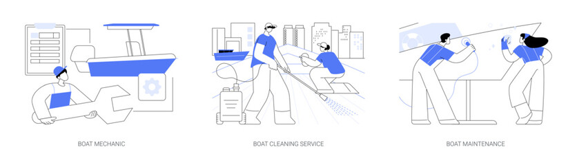 Boat maintenance isolated cartoon vector illustrations se