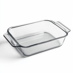Clear glass baking dish with sturdy handles and a smooth finish, ideal for cooking, baking, or serving in the kitchen