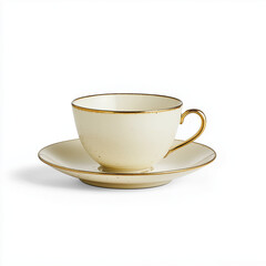 Vintage porcelain teacup with gold-rimmed saucer, perfect for formal tea settings and adding timeless elegance to gatherings