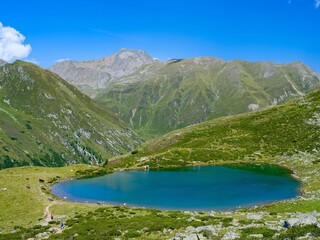 Lake Hirschebensee, Kuhtai area, in the Stubai Alps. Austria, Tyrol
