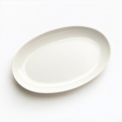 A sleek oval ceramic platter with a glossy white finish, perfect for elegant dining and serving, photographed on a neutral white background