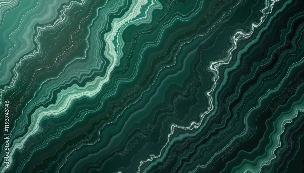 Poster Seamless pattern backdrop with emerald green marble texture. Abstract design with flowing lines. Elegant, luxury look. Suitable for wallpaper, wall coverings, home decor. Natural stone inspiration.