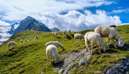 Tiroler Bergschaf (also called Pecora Alina Tirolese) on its mountain pasture (Shieling) in the...