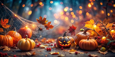 Fototapeta premium Spooky Halloween Background with Copy Space for Text - High-Resolution Stock Photo
