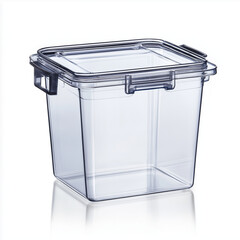 A transparent plastic food storage container with a secure snap lid, perfect for storing leftovers or organizing pantry items