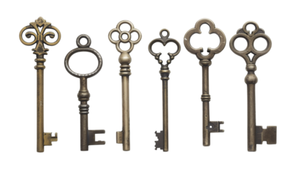 A set of house keys, isolated on white background