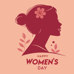 A minimalist poster celebrating women's day with a flower in her hair